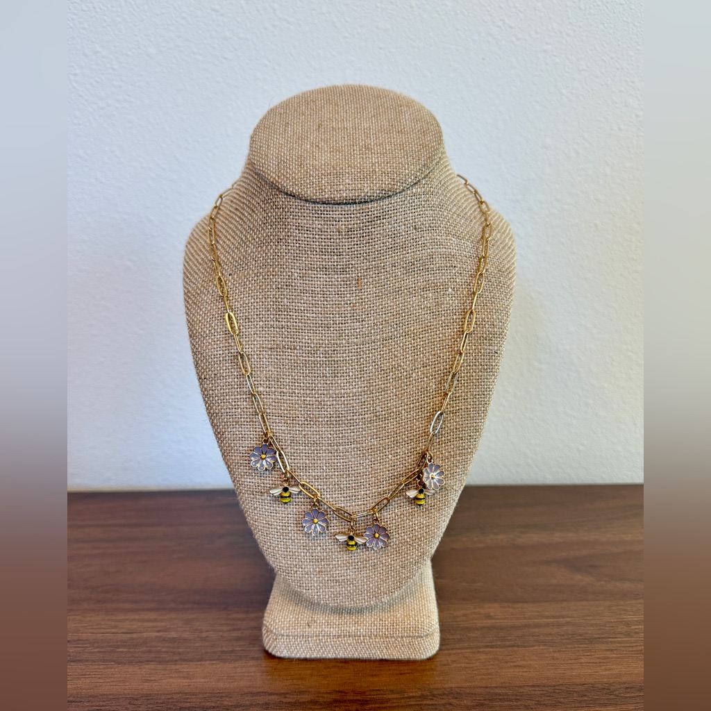 Flower And Bumble Bee Necklace